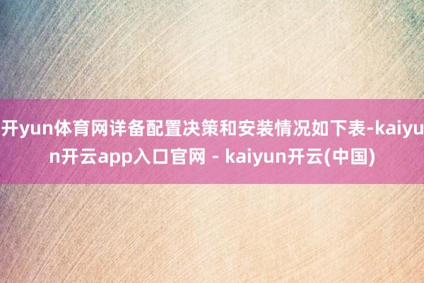 开yun体育网详备配置决策和安装情况如下表-kaiyun开云app入口官网 - kaiyun开云(中国)