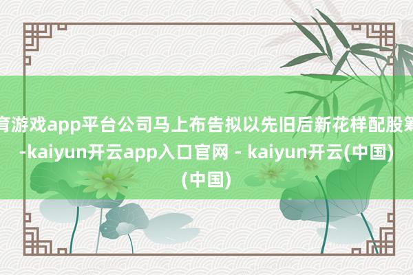 体育游戏app平台公司马上布告拟以先旧后新花样配股筹资-kaiyun开云app入口官网 - kaiyun开云(中国)
