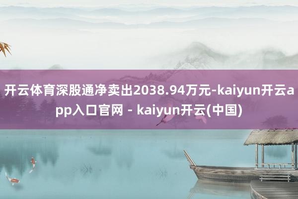 开云体育深股通净卖出2038.94万元-kaiyun开云app入口官网 - kaiyun开云(中国)