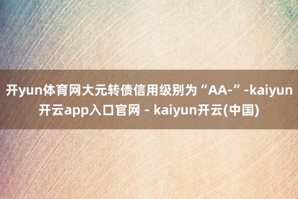 开yun体育网大元转债信用级别为“AA-”-kaiyun开云app入口官网 - kaiyun开云(中国)